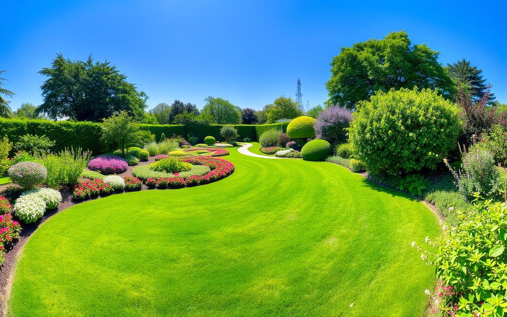 Lush lawn and garden