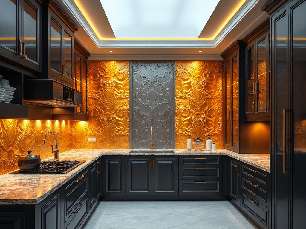 golden backsplash