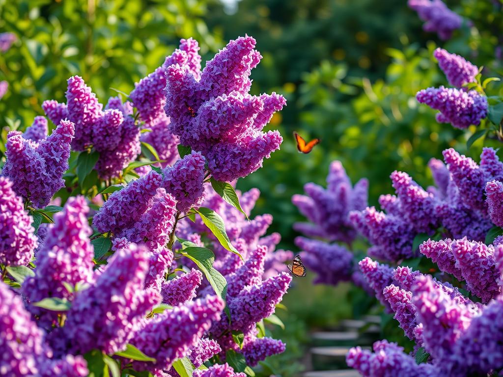 lilac bushes in a garden